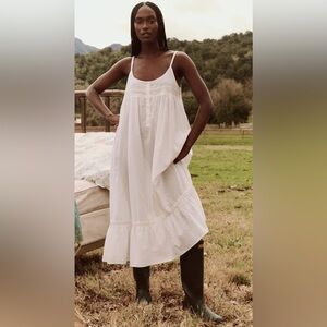 THE GREAT SLEEP EYELET RUFFLE TANK NIGHT DRESS size 2 white